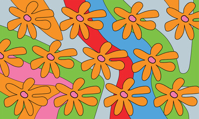 Vintage Vibe: Colorful and Fun Flower Patterns Inspired by the 70s for Creative Printing Projects