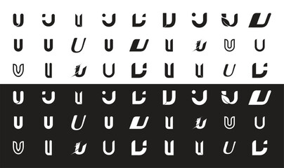 Black and white letter u logo collection