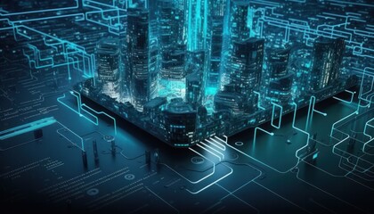 Abstract background representing the concepts of technology, data, network, and internet connectivity generative ai