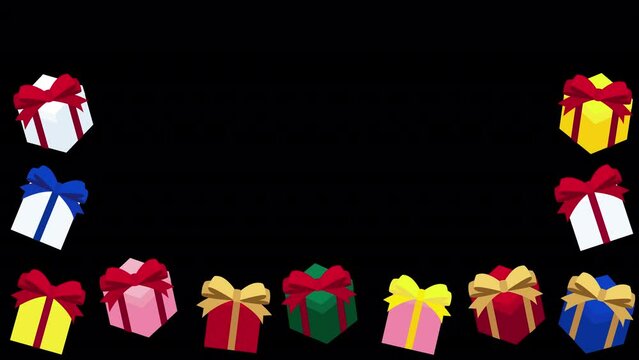 シンプルなプレゼントボックス（背景透過）のフレームのアニメーション動画