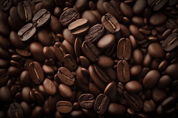 top view many coffee beans