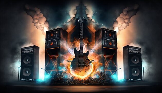 Rock Concert Stage AI generative.