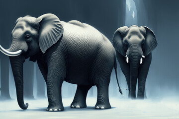 Fototapeta na wymiar Modern drawing of elephant, Colorful magic elephant, cartoon style painting. Generative ai art illustration