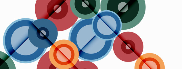 Circles with shadows trendy minimal geometric composition abstract background