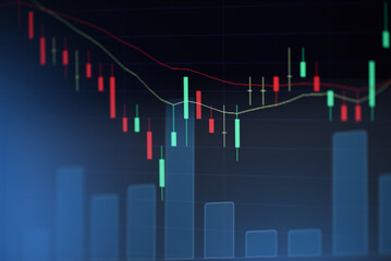 Stock market graph trading analysis investment financial, stock exchange financial or forex graph stock chart graph business crisis crash loss and grow up gain and profits win up trend growth money