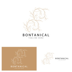 Botanical Logo, Nature Plant Design, Flower Plant Icon Vector With Line Model