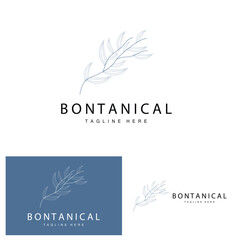 Fototapeta na wymiar Botanical Logo, Nature Plant Design, Flower Plant Icon Vector With Line Model