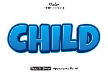 child text effect with blue color graphic style editable.