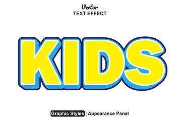 kids text effect with yellow color graphic style editable.