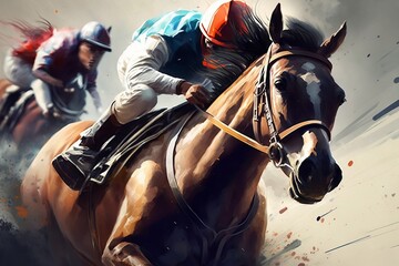 Obraz na płótnie Canvas horse racing illustration 