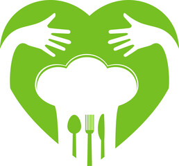 Hug and Love Cooking  logo icon template isolated illustration.