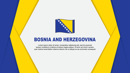 Bosnia And Herzegovina Flag Abstract Background Design Template. Bosnia And Herzegovina Independence Day Banner Cartoon Vector Illustration. Bosnia And Herzegovina Background