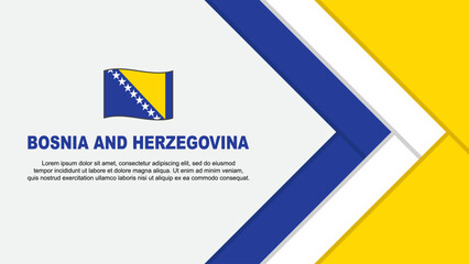 Bosnia And Herzegovina Flag Abstract Background Design Template. Bosnia And Herzegovina Independence Day Banner Cartoon Vector Illustration. Bosnia And Herzegovina Cartoon