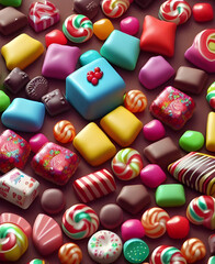 Fototapeta na wymiar colorful candy and chocolate, generative Ai