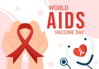 World Aids Vaccine Day Illustration to Prevention and Awareness Health Care in Flat Cartoon Hand Drawn for Web Banner or Landing Page Templates