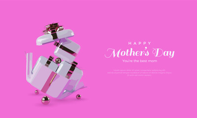 happy mother's day design vector with illustration of open gift box taking out smaller gift box. Premium design for greeting, poster, banner and social media post.