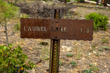 Rusty Laurel Lake Trail Sign