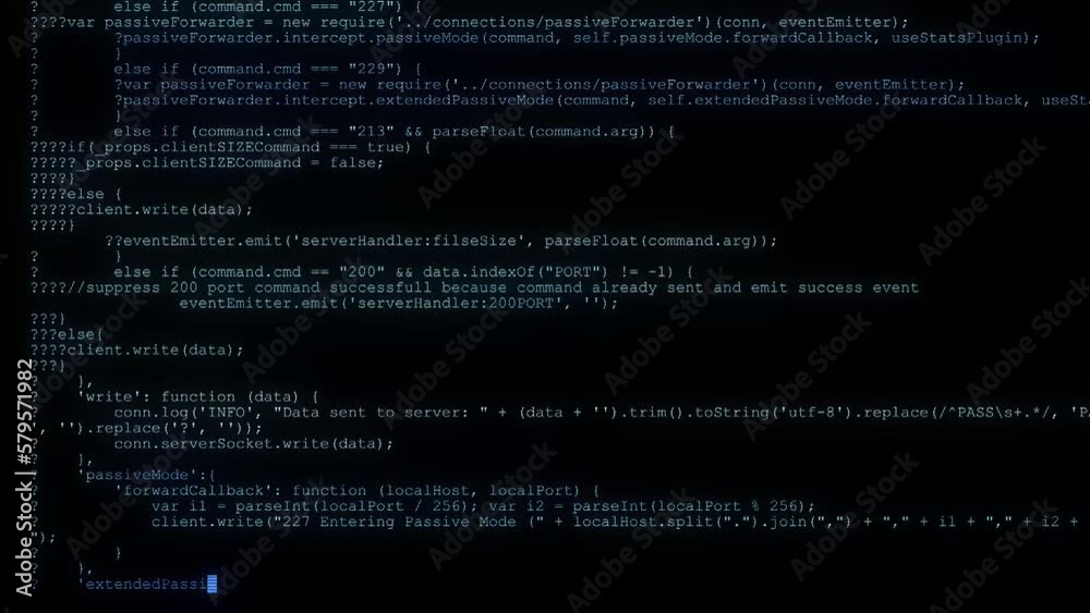 Wall mural white hacker code appears on a black screen.
