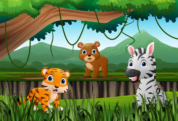 Obraz na płótnie Canvas Cartoon wild animal in the jungle