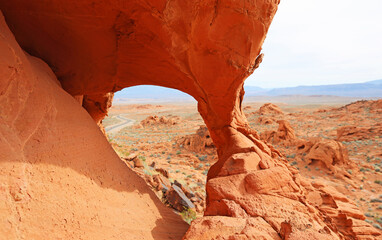 Landscape with natural arch - Valley of Fire State Park, Nevada