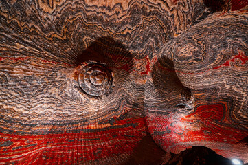 Amazing colorful patterns on walls of sylvinite salt quarry