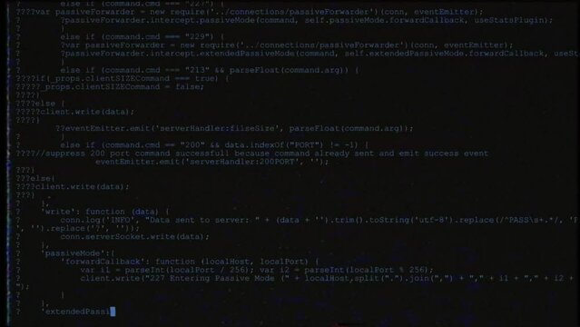 White lines of code on the old black screen.