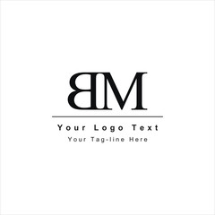 Premium Initial Letter BM logo design. Trendy awesome artistic black and white colorBM MB initial based Alphabet icon logo