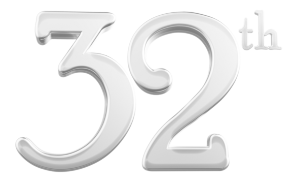 32 nd anniversary - white number anniversary