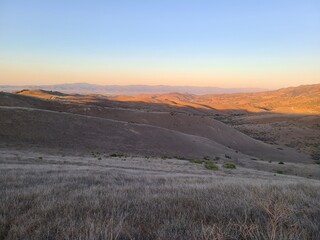 View of the Gabilan mountain range from hiking trail at Ford Ord National Monument
