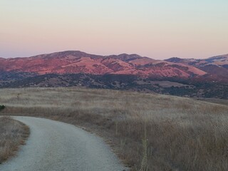 Last light on the Gabilan mountains from the Badger Hills trail in Fort Ord National Monument