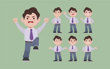Office worker with different poses
