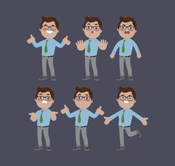 Office worker with different poses