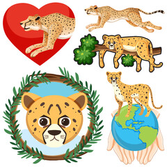 Naklejka premium Cheetah Icons Set for Graphic Design