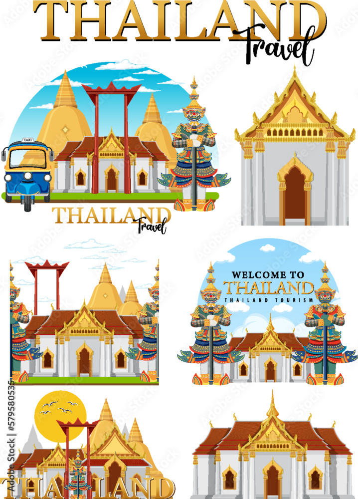 Poster bangkok thailand landmark logo banner