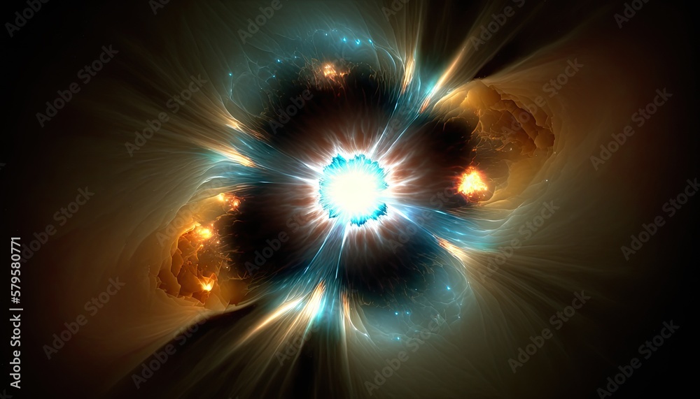Wall mural exploding star in space. supernova, nebula, galaxy. astronomy, science in deep space. glowing backgr
