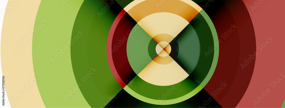 Aufkleber circles with shadows trendy minimal geometric composition abstract background