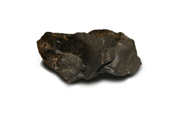 Isolated Magnetite rock, ore mineral of iron isolated on white background.