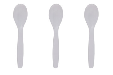 Plastic white spoon isolated on white background.