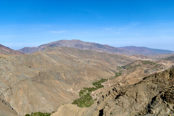 Green foothills of the Atlas Mountains in Morocco
