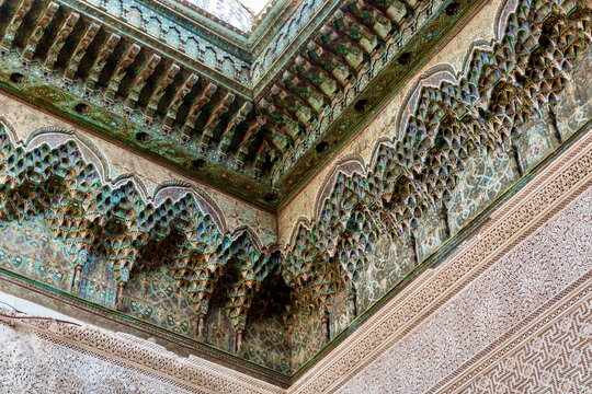 Ornate interior ceiling in the Telouet Kasbah in Morocco