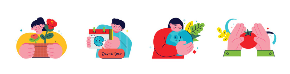 Activities for environmental protection. People who love plants and celebrate Earth Day to protect the environment.