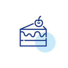 Cherry cake with glazing. Yummy desert icon. Sweet indulgence food. Pixel perfect, editable stroke design