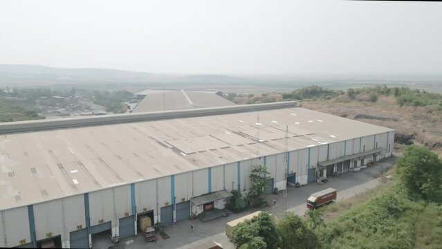 Aerial shot of a huge Warehouse in Mumbai India