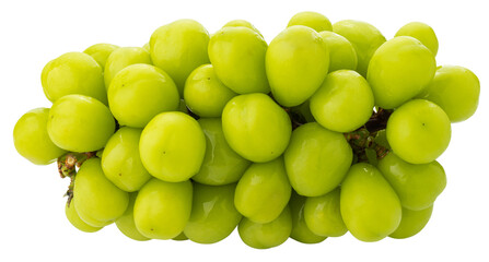 Sweet green grapes isolated on a transparent background