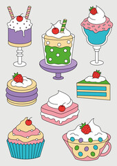Food Desserts Icon Set