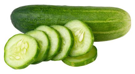fresh cucumbers isolated on a transparent background