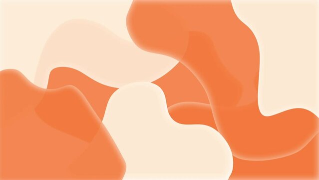 Abstract animated background of jelly moving cream and orange colored changing shapes. Seamless loop