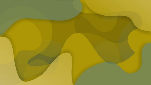 Abstract animated background of green and yellow jelly shapes moving. Seamless loop retro colors