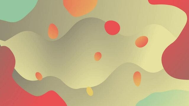 Abstract animated background of moving colorful jelly bubbles and shapes with retro colors. Seamless loop