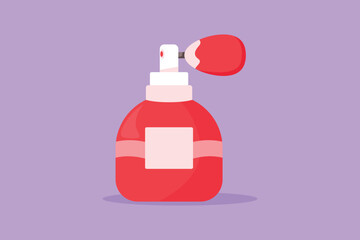 Cartoon flat style drawing stylized perfume flacons and bottles. Cosmetics icon, logotype, label, flyer, sticker, card. Perfume flat design cosmetic and spa concept. Graphic design vector illustration
